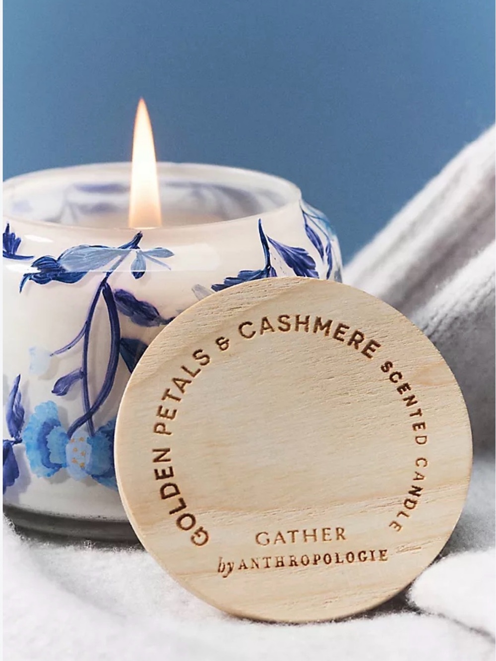 Anthropologie Golden Petals & Cashmere Candle